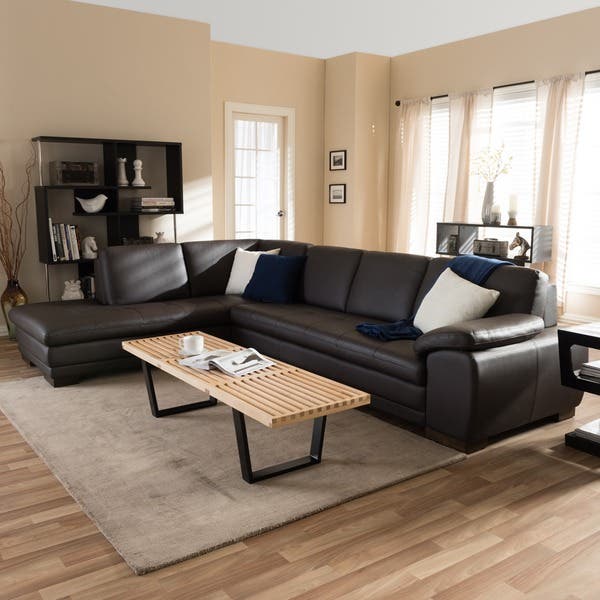 Shop Angela Dark Brown 2-piece Leather Sectional Sofa - Overstock .