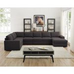Shop Copper Grove Palaiseau Dark Grey Linen Modular Sectional Sofa .