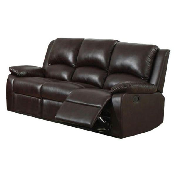 Furniture of America Oxford 80 in. Rustic Dark Brown Faux Leather .
