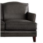 Hydeline Oxford 86 in. Gray Leather 3-Seater Camelback Sofa with .