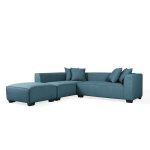 Shop Handy Living Phoenix Blue Sectional Sofa with Ottoman .