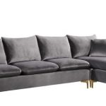 Selene Contemporary Plush Grey Velvet Sectional Sofa with .