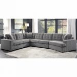 Logansport 4-Pc Gray Sectional with Pull-out Bed by Homelegan
