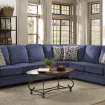 Kendrick transitional style blue chenille fabric Casual sectional .