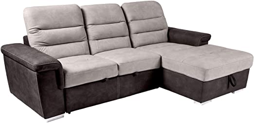 Amazon.com: Homelegance Alfio Sectional Sofa with Pull-Out Bed and .