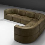 De Sede, sectional sofa model DS-15, olive green leather .