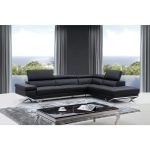 Shop Divani Casa Quebec Modern Black Eco-Leather Sectional Sofa .