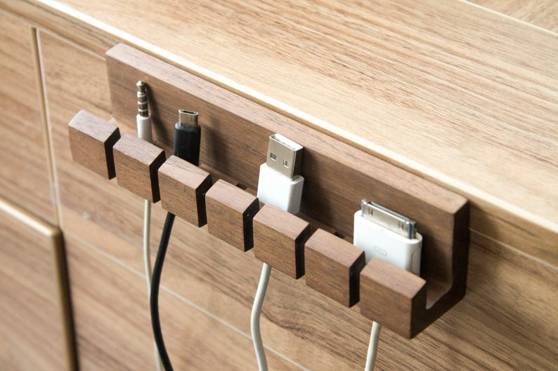 Wooden cord and cable organizer for laptop computer mac Quirky .