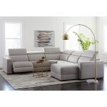 Furniture Nevio Leather Power Reclining Sectional Sofa with .
