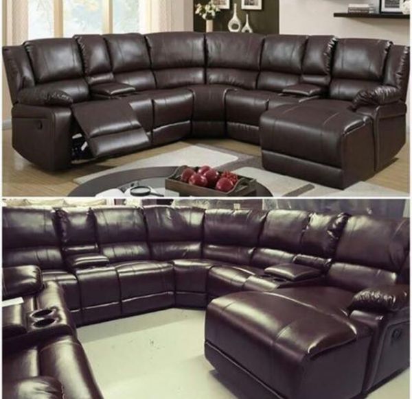 Reduced Must Go Today" 5-PC Brown U-Shaped Sectional Sofa Recliner .