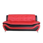 Star Home Living Red and Black Leather Three Piece Sofa Set-SH4503 .