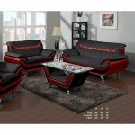 Beautiful Lovely Comfort Classic Red Black Bonded Leather Sofa .