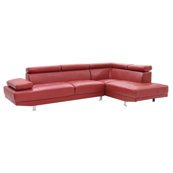 Shop LYKE Home Kori Red Faux Leather Sectional - Free Shipping .