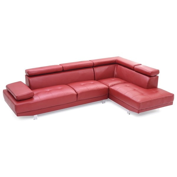 Shop LYKE Home Kori Red Faux Leather Sectional - Free Shipping .