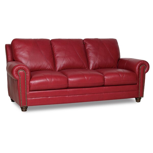 Red Barrel Studio® Priddy Leather Round Arms Sofa & Reviews | Wayfa
