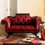 Old Hickory Tannery Red Tufted-Leather Sofa & Loveseat & Matching .