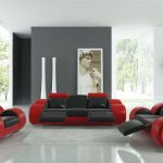 Modern Black and Red Leather Sofa Set TOS-LF-8804-BLACKRED-LTH