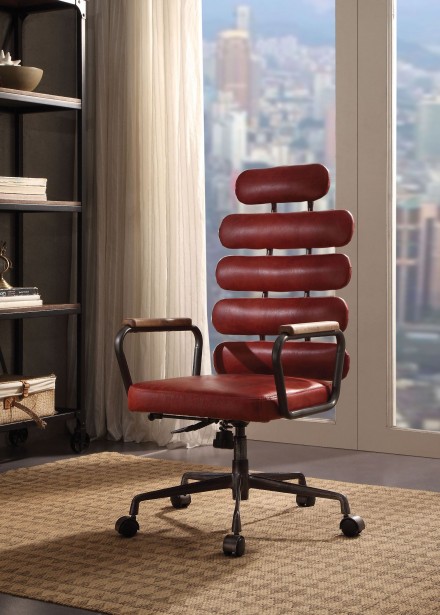Calan Vintage Red Leather Executive Office Chair - 1StopBedroom