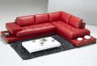 Modern Red Leather Sectional Sofa TOS-FY633
