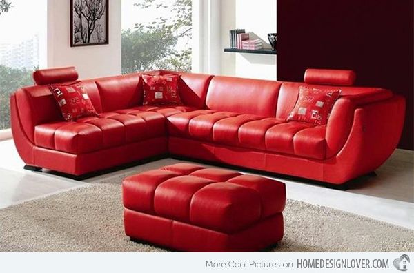 15 Bold and Red Sofa Designs | Home Design Lover | Red leather .