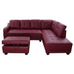 Star Home Living Bill Red Right Facing Sectional Sofa with Ottoman .