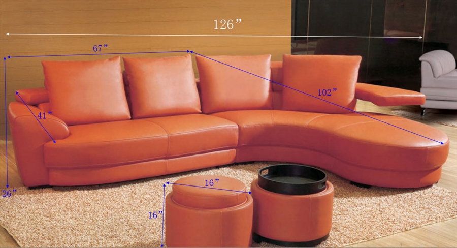 Contemporary Orange Sectional Sofa Set TOS-LF-83