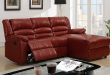 Small Burgundy Leather Reclining Sectional Sofa Recliner Right .