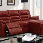 Small Burgundy Leather Reclining Sectional Sofa Recliner Right .