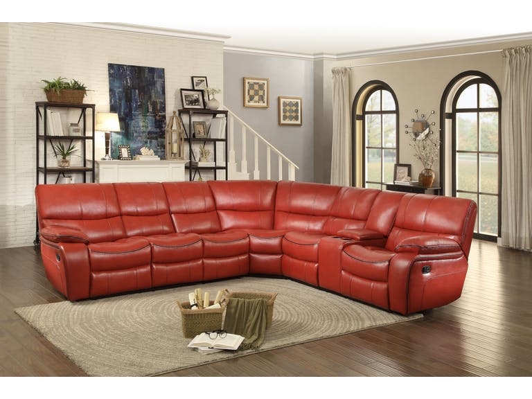 Pecos Red Leather Sectional 8480RED by Homelegan