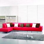3 Pieces Modern Red Leather Match Sectional Sofa with Left Chaise .