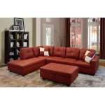 Star Home Living Red Faux Leather 3-Seater Left-Facing Chaise .