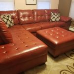 Best Red Leather Sectional Couch And Ottoman for sale in Brentwood .