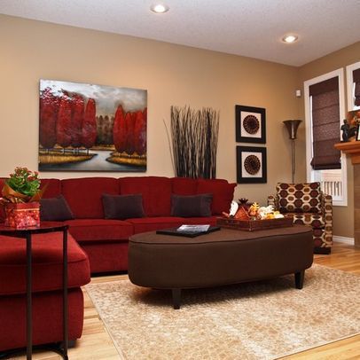 50 Beautiful Living Rooms with Ottoman Coffee Tables | Red couch .
