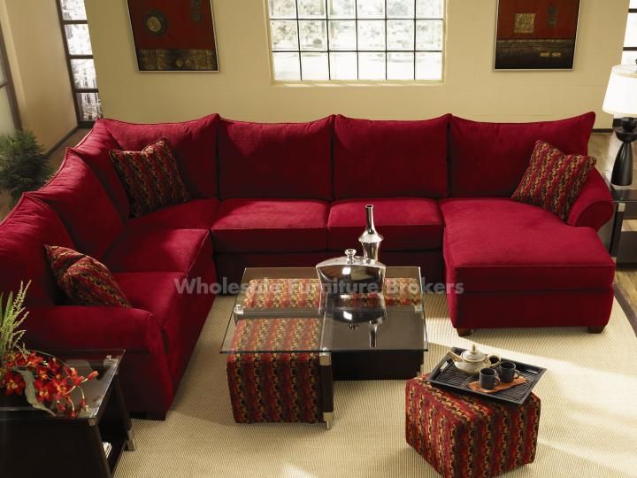 Red Sectional Sofas With Ottoman