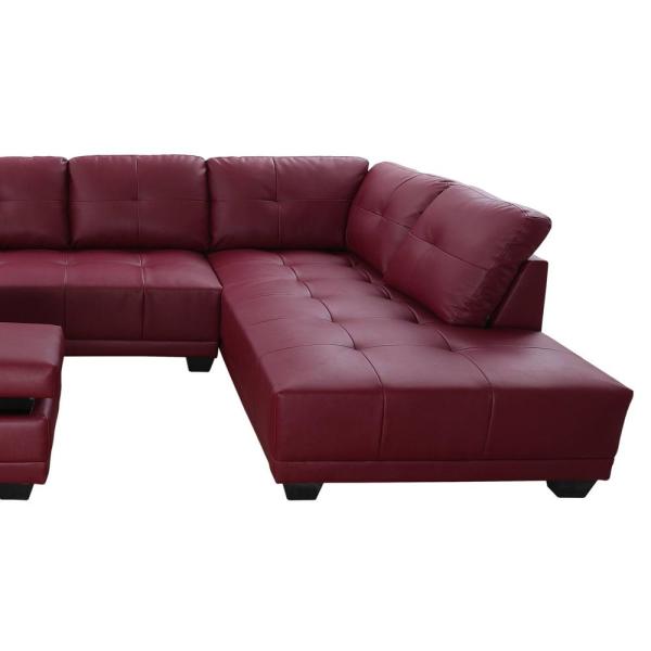 Star Home Living Bill Red Right Facing Sectional Sofa with Ottoman .