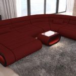 Modern Sectional Sofa Concept ottoman - dark red Fabric Mineva 10 .