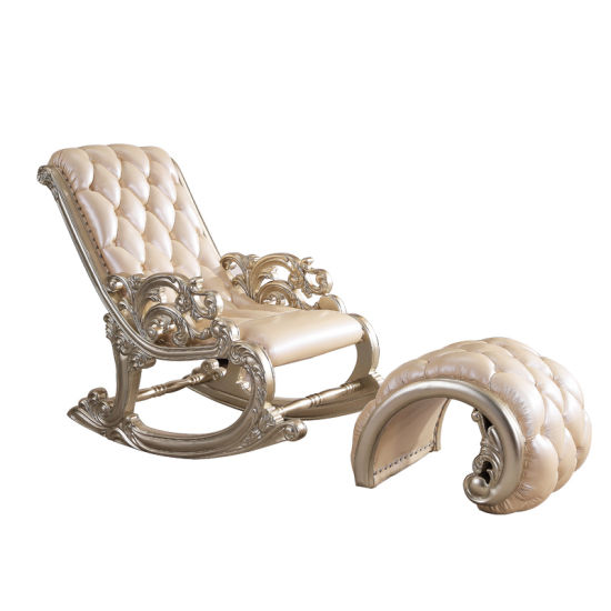 China Royal Rocking Chair with Leather Ottoman for Home Furniture .
