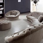 Leon Fabric Sectional Sofa, Chair and Round Ottoman | Fabric .