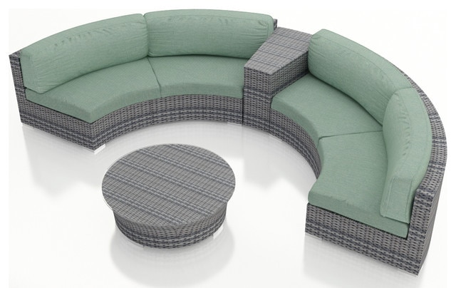 Luxury Design Outdoor Wicker Patio 4 Piece Half Round Sofa Set .