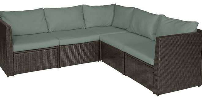 Seaham teak patio sectional with outlet cushions