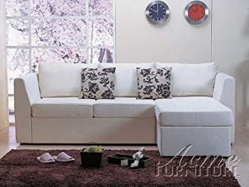 Amazon.com: acme Sectional Sleeper Sofa with Pull-Out Ottoman and .