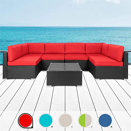 Amazon.com : Walsunny 7pcs Patio Outdoor Furniture Sets, Low Back .