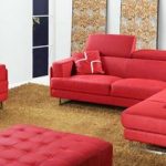 Fabric sectional sofa in contemporary design with adjustable head .