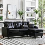 Vogue Bonded Leather Reversible Chaise Sectional Sofa Brown for .