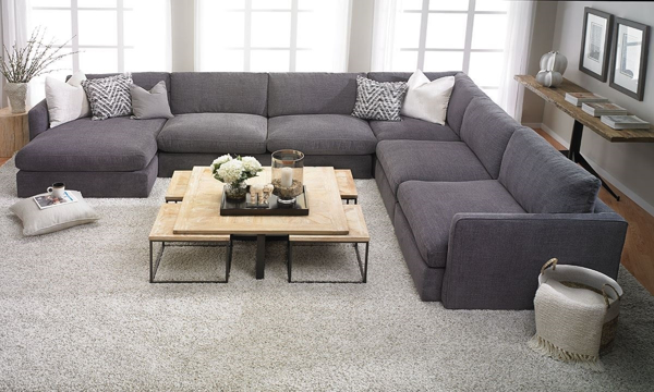 American-made sectional features luxurious 44-inch deep feather .