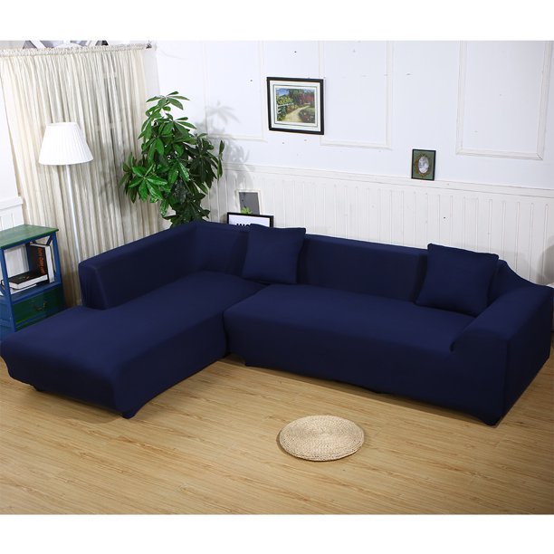 Sofa Covers for L Shape, 2pcs Polyester Fabric Stretch Slipcovers .