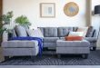 2 Piece Modern Large Tufted Grey Microfiber Sectional Sofa .