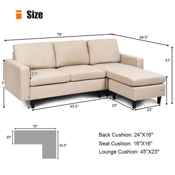 Shop Costway Convertible Sectional Sofa Couch L-Shaped Couch .