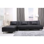 Shop Atlanta Black/ White Stitching Convertible Sectional Sofa Bed .