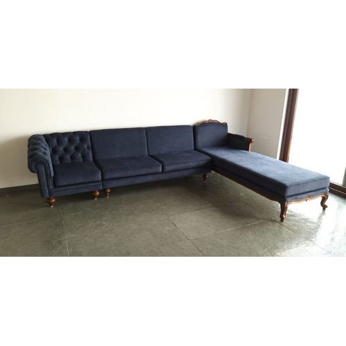 Royal Blue Wooden Modular Sectional Sofa, For Home, Back Style .